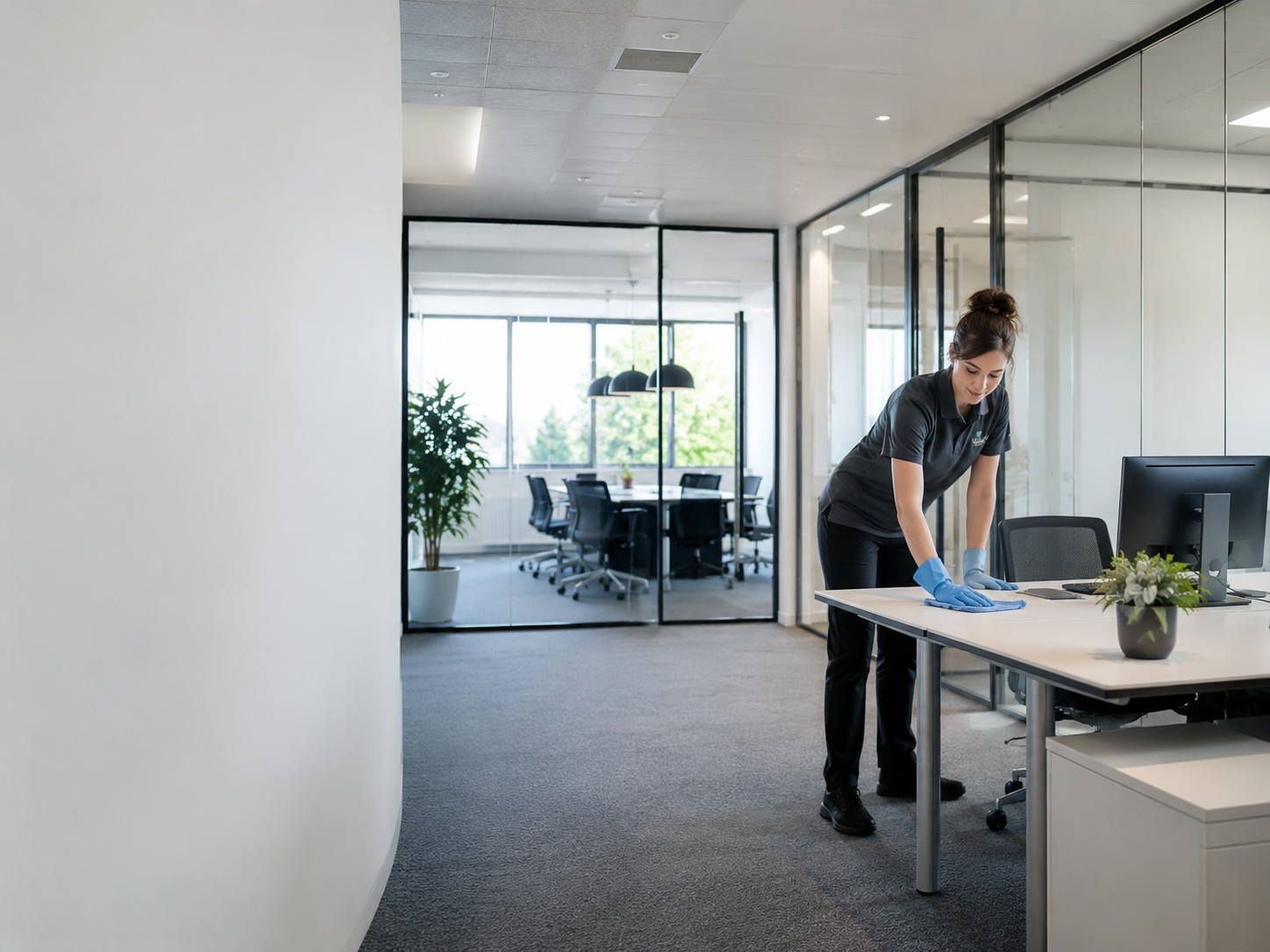 Professionelle Reinigung eines gewerblichen Objekts durch Sprühen Gebäudemanagement